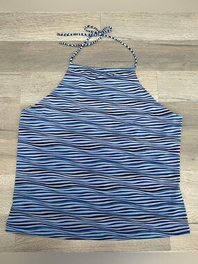 Vintage Y2K No Boundaries Blue Striped Adjustable Halter Top
